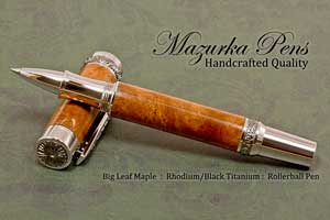 Handmade rollerball pen rhodium black titanium